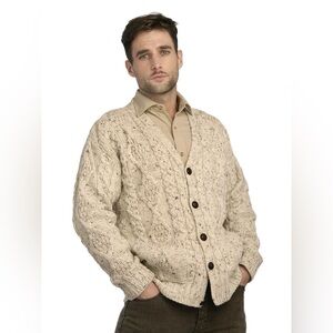 Aran Crafts Cream Men's Cardigan Sweater
